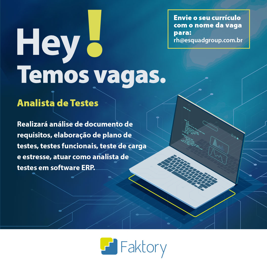 Esquadgroup's tweet photo. Hey! Temos uma vaga
(mande seu currículo para: rh@esquadgroup.com.br) 📧: 

.:Analista de Testes:.

Veja os requisitos na imagem e boa sorte! https://t.co/7jh8lXDQB7