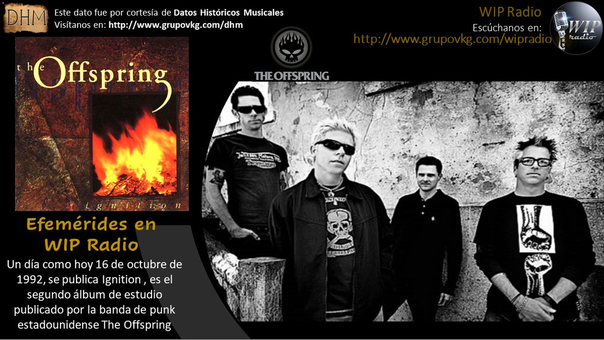 wipradio's tweet photo. Para hoy tenemos un dato historico con The Offspring
Somos una emisora On Line que suena clásicos del rock y del pop de todos los tiempos

Escuchanos en: https://t.co/TZzZgYd08v
Únete a nuestro grupo de Whastapp https://t.co/uvGVQ4HLkV

#wipradiomedellin https://t.co/j1Hv0iMvy3