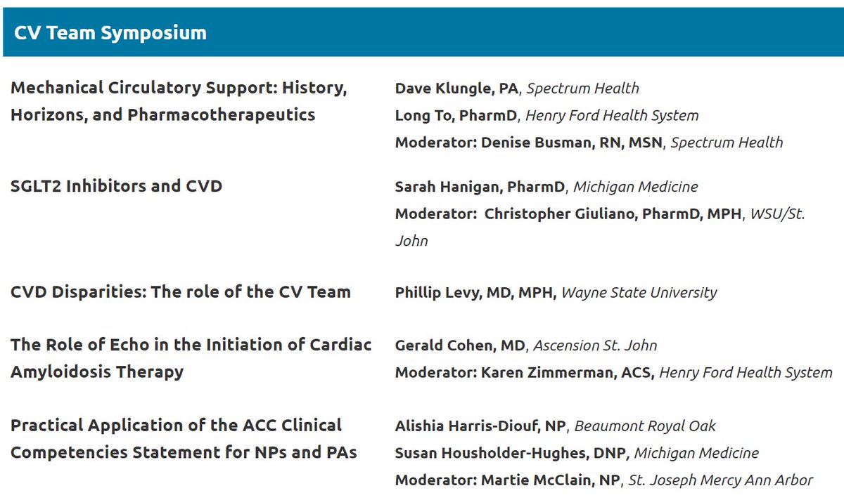 #MCACC20 kicks off with CV Team Symposium at noon today. Details at accmi.org  Register at bit.ly/319cWtV See you then! <a href="/DioufHarris/">Alishia Harris-Diouf MSN, ANP-BC, AACC</a> <a href="/dkbusman/">Denise Busman</a> <a href="/ChristopherGiu9/">Christopher Giuliano</a> <a href="/kgzimmerman/">Karen Zimmerman</a> <a href="/softrekinc/">Gerald Cohen</a> <a href="/MartyTamMD/">Marty Tam</a> <a href="/SabaAssar/">Saba Assar, MD ❤🦄</a> <a href="/RaidSaco/">Raid Saco</a> <a href="/chadialraies/">Chadi Alraies, MD FACC FSCAI</a> <a href="/ACCinTouch/">American College of Cardiology</a> <a href="/KhandelwalMD/">Akshay Khandelwal MD MBA</a>