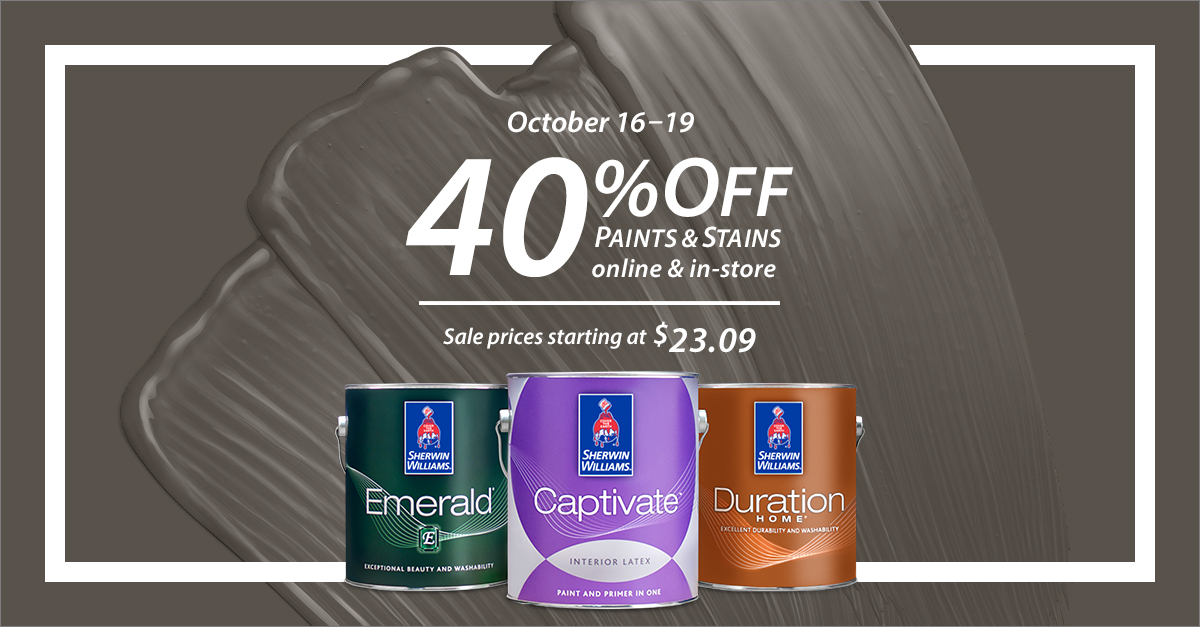 Shop online or in-store through Monday to save big on paints and stains, including our 2021 Color of the Year, Urbane Bronze SW 7048. ๐ธ Get the details: https://t.co/0moyhRUz7l
#sherwinwilliams #paints #stains #diy #colorinspiration #interiordesign https://t.co/90c5l5sKZa