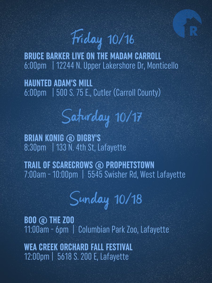 therussellco's tweet photo. Looking for plans this weekend? Check out some of the events going on around #GreaterLafayette ⬇️ https://t.co/Q94z0zw8lP