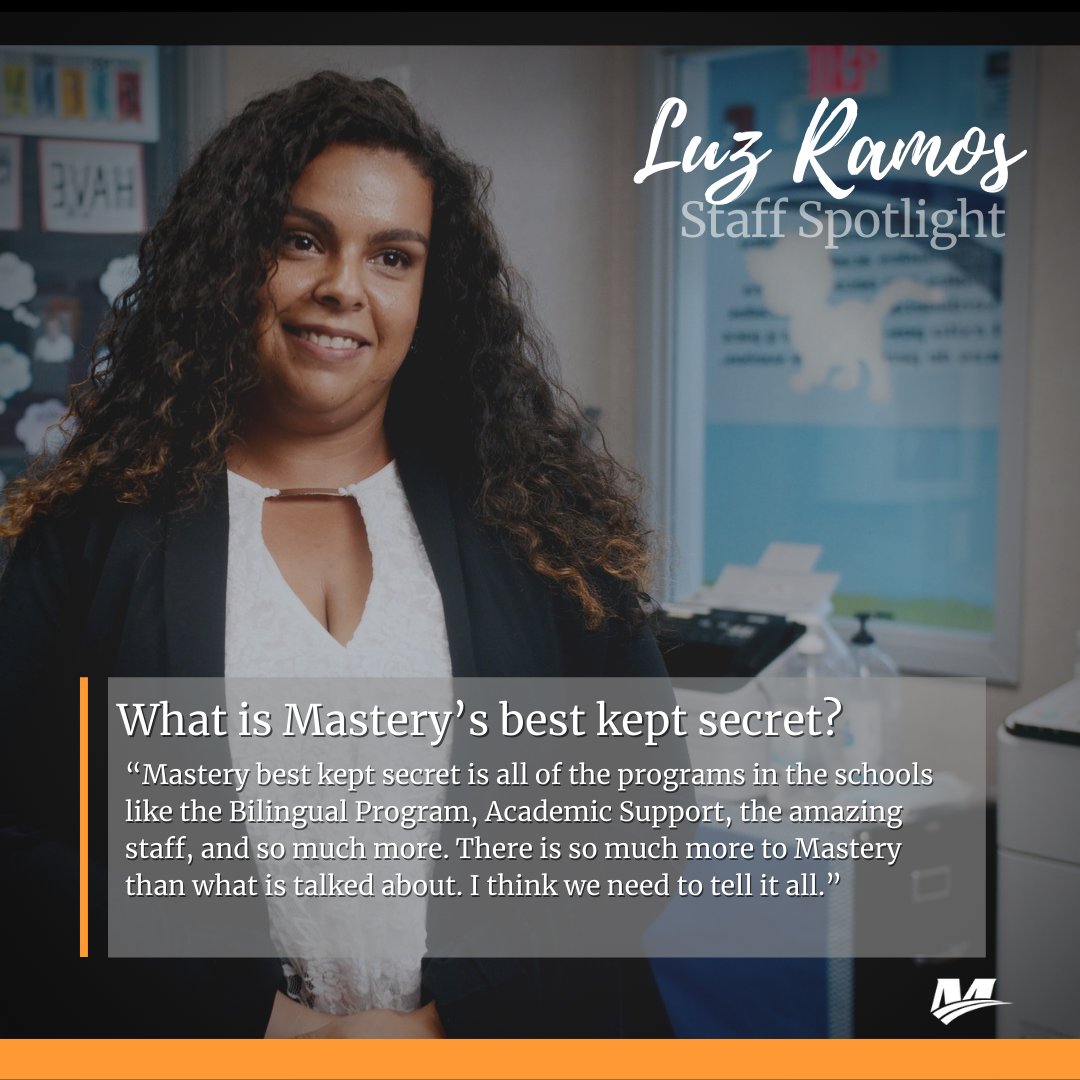 mastery_schools's tweet photo. October Mastery Staff Spotlight is: Molina Lower's Luz Ramos. Luz, thank you for always living the Mastery Values! #MasteryValues #ChooseMastery #StaffSpotlight https://t.co/5T04go7KDy