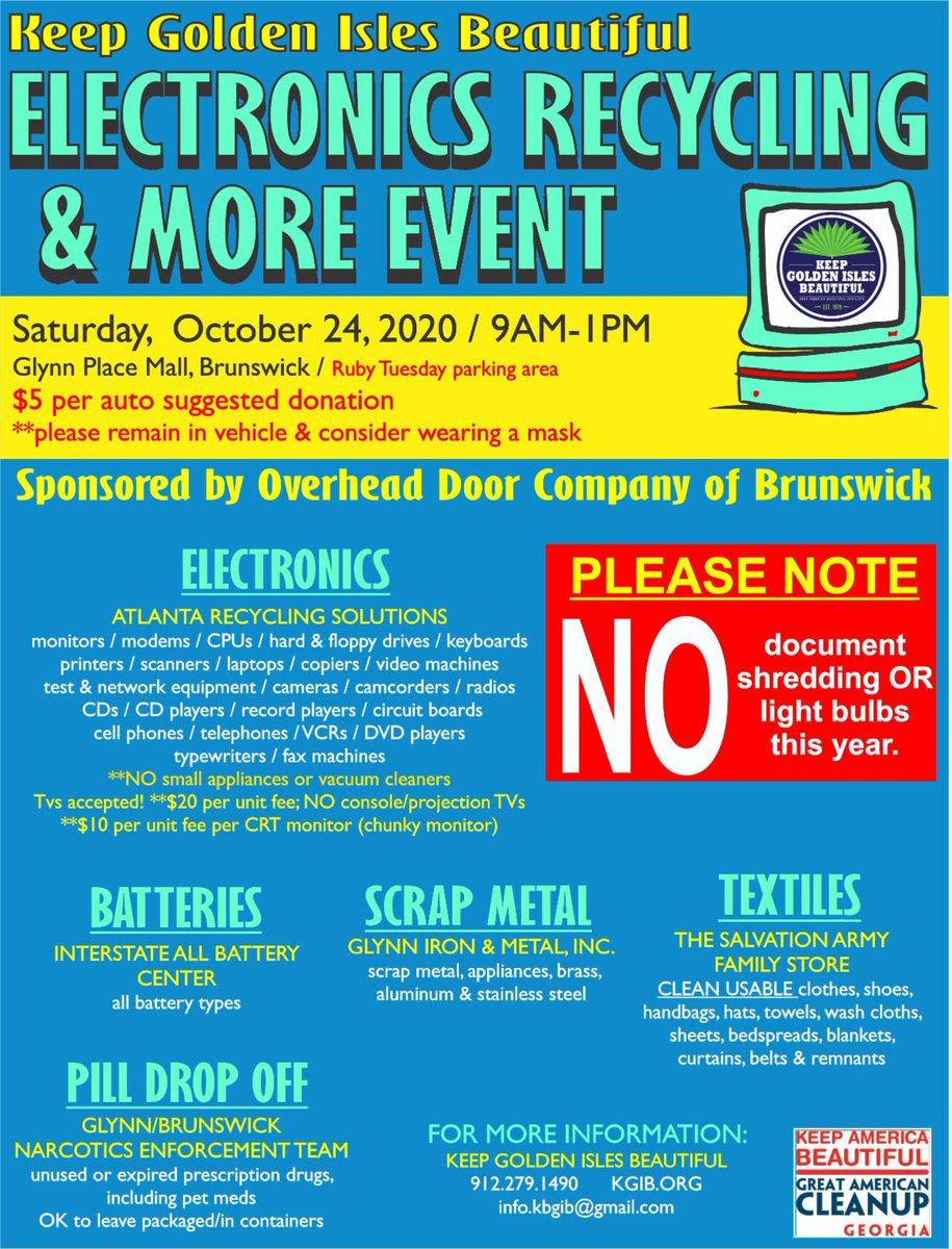 Paper shredding: Oct 17th, Electronics &amp; More Recycling: Oct 24th conta.cc/2GJWKZc