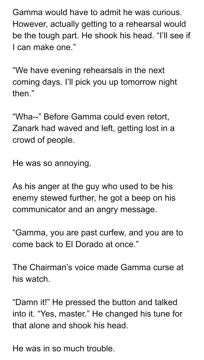 A preview of my ZanaGan story from the #ina11bigbang 
Zanark and Gamma have lost touch for years, but now as they are both continuing their lives as young adults, their paths cross again.
First chapter will be out on the 20th!