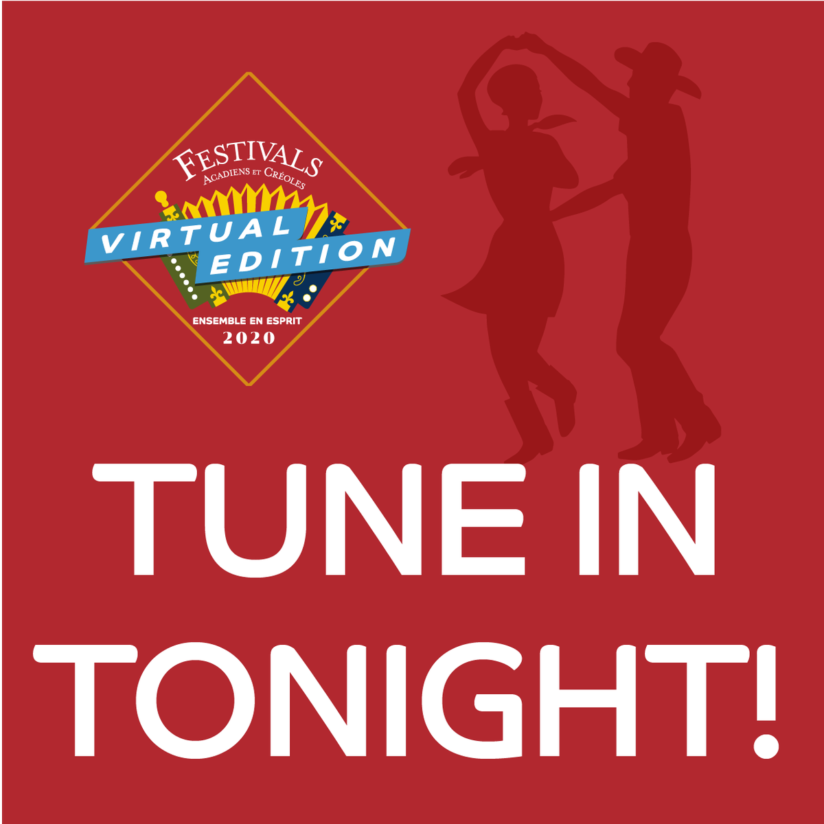 Tune in TONIGHT at 7:30pm for the #FAetC2020 Virtual Edition Kick-Off—streaming live on Facebook or on festivalsacadiens.com/festv right after Downtown Alive!