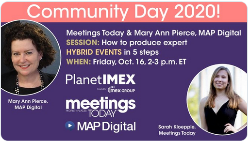 meetingstoday's tweet photo. Getting ready to tune into what promises to be a very informative virtual meetings broadcast at  #PlanetIMEX, featuring virtual/hybrid events guru Mary Ann Pierce from #MAPDigital and Meetings Today’s own Sarah Kloepple! @IMEX_Group #HybridEvents #Virtual @skloep https://t.co/8G1jNW2gVS