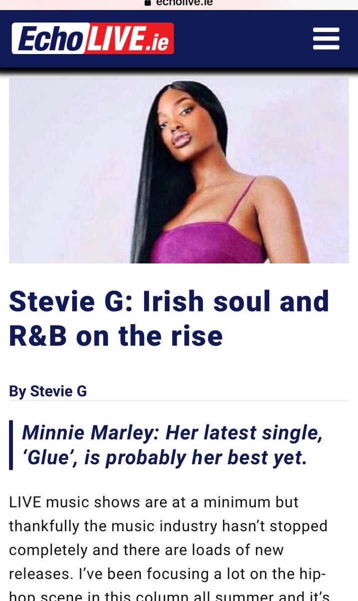 🥰Thank you so much to DJ <a href="/StevieGrainger/">Stevie G</a>  for helping me get on the <a href="/echolivecork/">EchoLive.ie</a>  news paper , i appreciate the kind words, I am grinding hard these days so a lot more to come from Minnie Marley &amp; big shout out to my producer <a href="/BILLYGRC18/">Billy Grc</a>  &amp; <a href="/BigRedBench/">RedFM Sport</a>