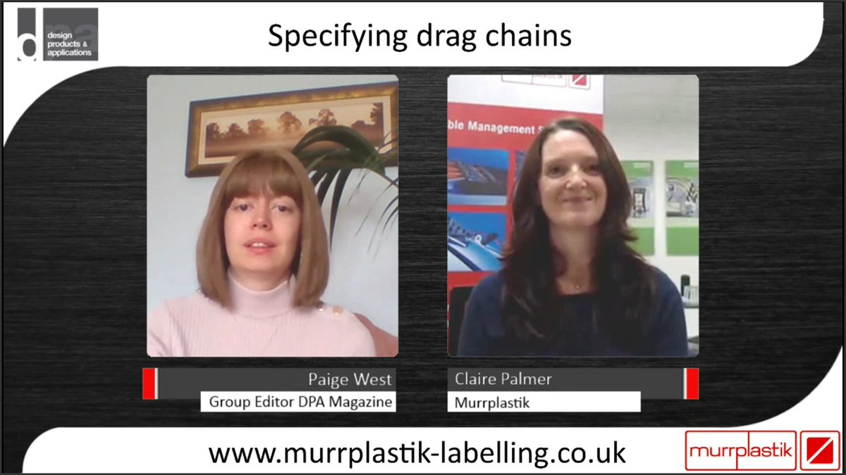 DPAONTHENET's tweet photo. Welcome to the latest exclusive DPA video interview! We talk with Claire Palmer – from @Murr_automation & its sister company Murrplastik – about specifying #dragchains and how Murrplastik can help! Check it out now: https://t.co/fq9nz3ANnw
#EngineeringUK #Engineering #cables https://t.co/tMS8UxWkWM