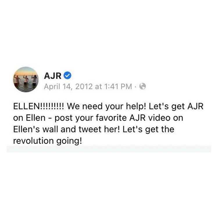 AJRBrothers's tweet photo. AJR in 2012 vs AJR in 2020. Pretty cool, we’ll see you there @TheEllenShow https://t.co/hLx79lTKlv