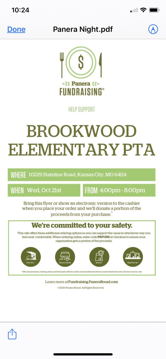 Panera Night October 21st.