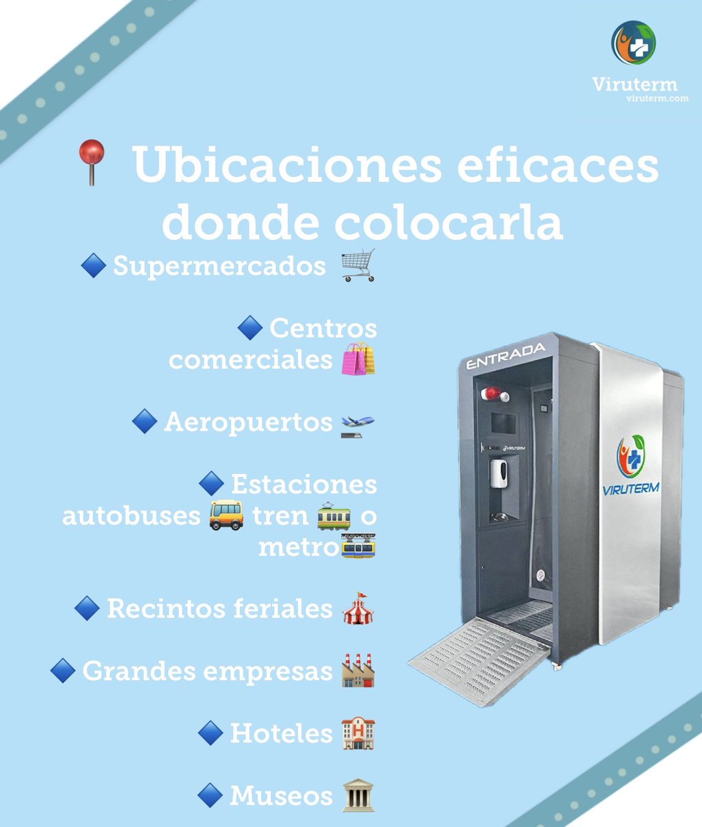 SpainViruterm's tweet photo. 📍Ubicaciones eficaces donde colocar esta magnífica cabina de desinfección 
•
📍Effective locations to place this magnificent disinfection cabinet
 •
•
➕Info en nuestra web 
➕Info on our web 
•
•
•
#ubicacion #ubicaciónestratégica #location #locations #effective #covid https://t.co/AlltBBWhUj