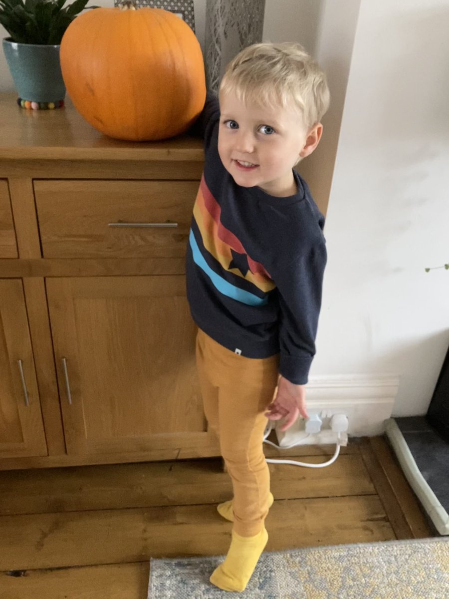 Deja14214's tweet photo. @rhosstreet Arlo is always in the spirit of #HelloYellow...Oskar needed a pumpkin to help him find his smile 😂 https://t.co/nUSegWwN8Q