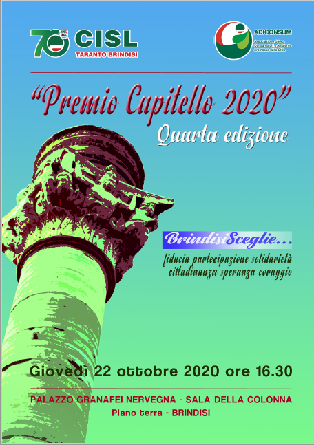 CislTaBr's tweet photo. #Ust #BrindisiSceglie #22ottobre2020 #PremioCapitello #4aEdizione @CislTaBr e @adiconsum
#territoriale con @CastellucciAnto @DanFumarola @ConzaEmilio
#CosimoPanarelli @CislPuglia @CislNazionale https://t.co/Dv6UyPZAG3