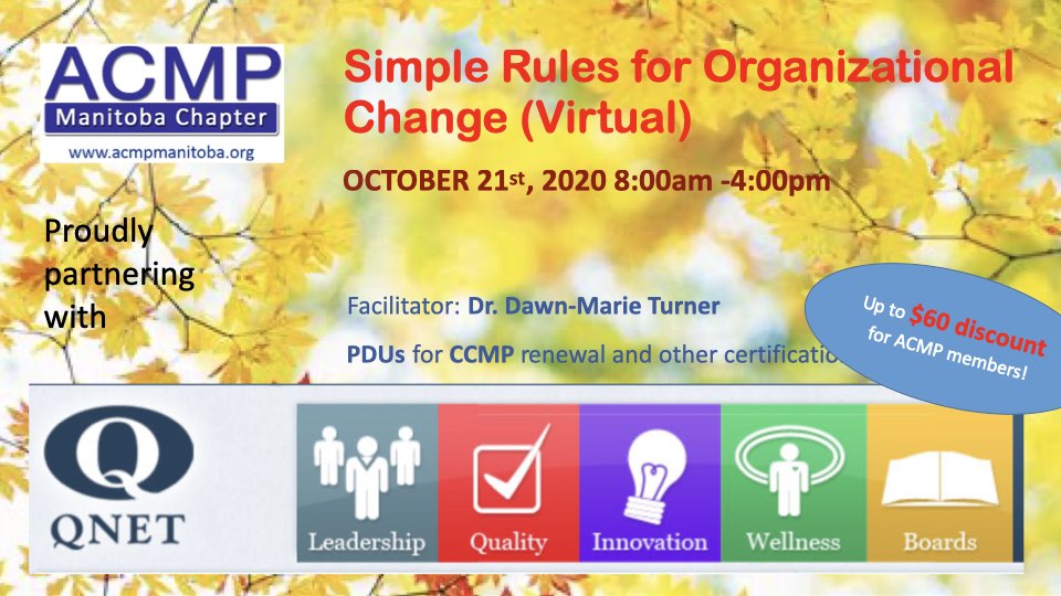 ACMPManitoba's tweet photo. Check out the upcoming Change Management events of our affiliate provider QNET: On this one, you can save $60 as an ACMP member: https://t.co/cUMlCrx5RE https://t.co/jfP0iIBAmI