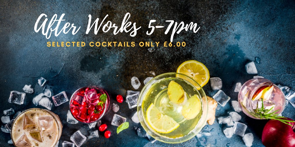 It's a dreary Friday so why not brighten things up and book a table for a household outing to enjoy a pre-dinner cocktail. Selected cocktails only £6 between 5pm &amp; 7pm! #afterworks #FridayFeeling #cocktails