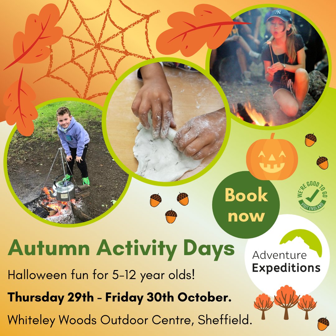 Join us at the Whiteley Wood Activity Centre, Sheffield, to create, learn and laugh as we lead up to Halloween! Our Activity Days are for children aged 5-12 years. Visit adventure-expeditions.net, or email info@adventure-expeditions.net, or call 01433 651449 to book