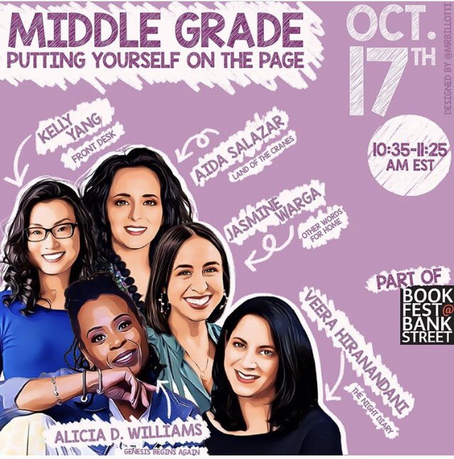 aida_writes's tweet image. Not for nothing but this panel is fire! It’s an honor to share space with these stellar MG authors. Come watch us tomorrow @bankstreetedu book festival! @storiestolife @jasminewarga @VeeraHira @kellyyanghk @cynthia_weill