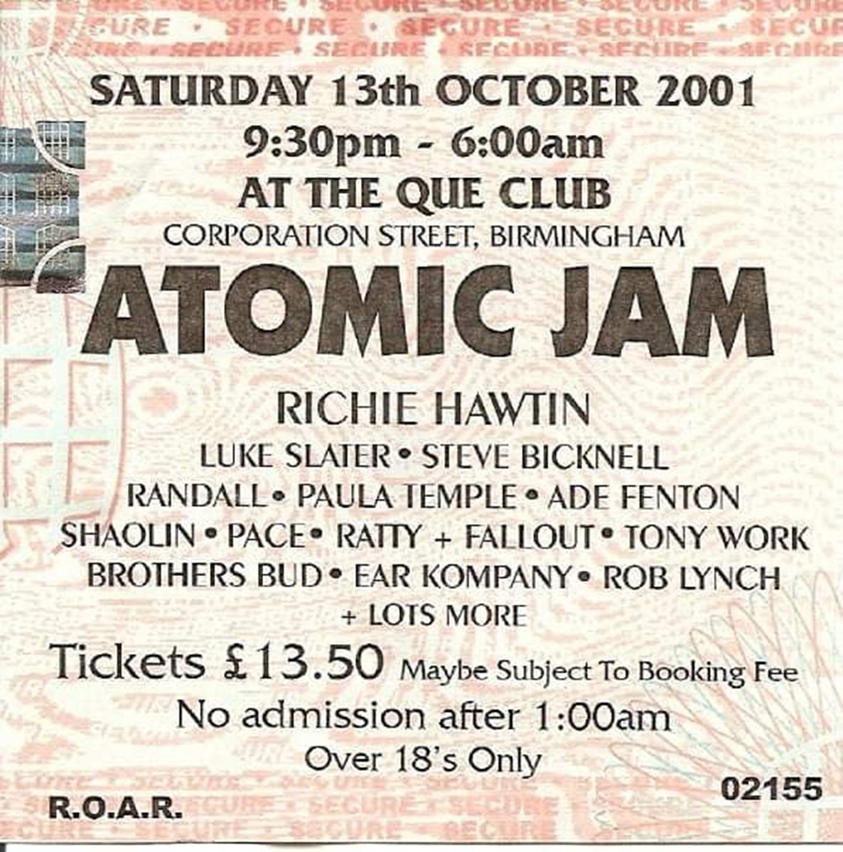 intheque1's tweet photo. Nineteen years ago! Ticket from #AtomicJam October 2001 Weekends just aren't the same.
#RichieHawtin @reallukeslater @stevebicknell_ @AdeFenton
credit: Ashley Boodhoo https://t.co/UGu1U8nn6W
