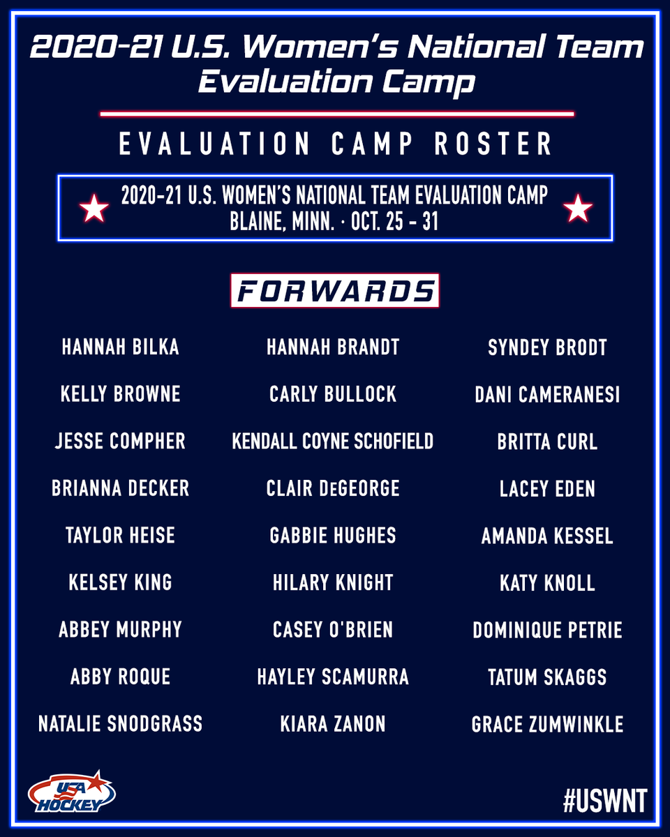 usahockey's tweet image. #USWNT Evaluation Camp is set to take place October 25-31 in Blaine, Minn. 🇺🇸

Details → bit.ly/2ICFOnX