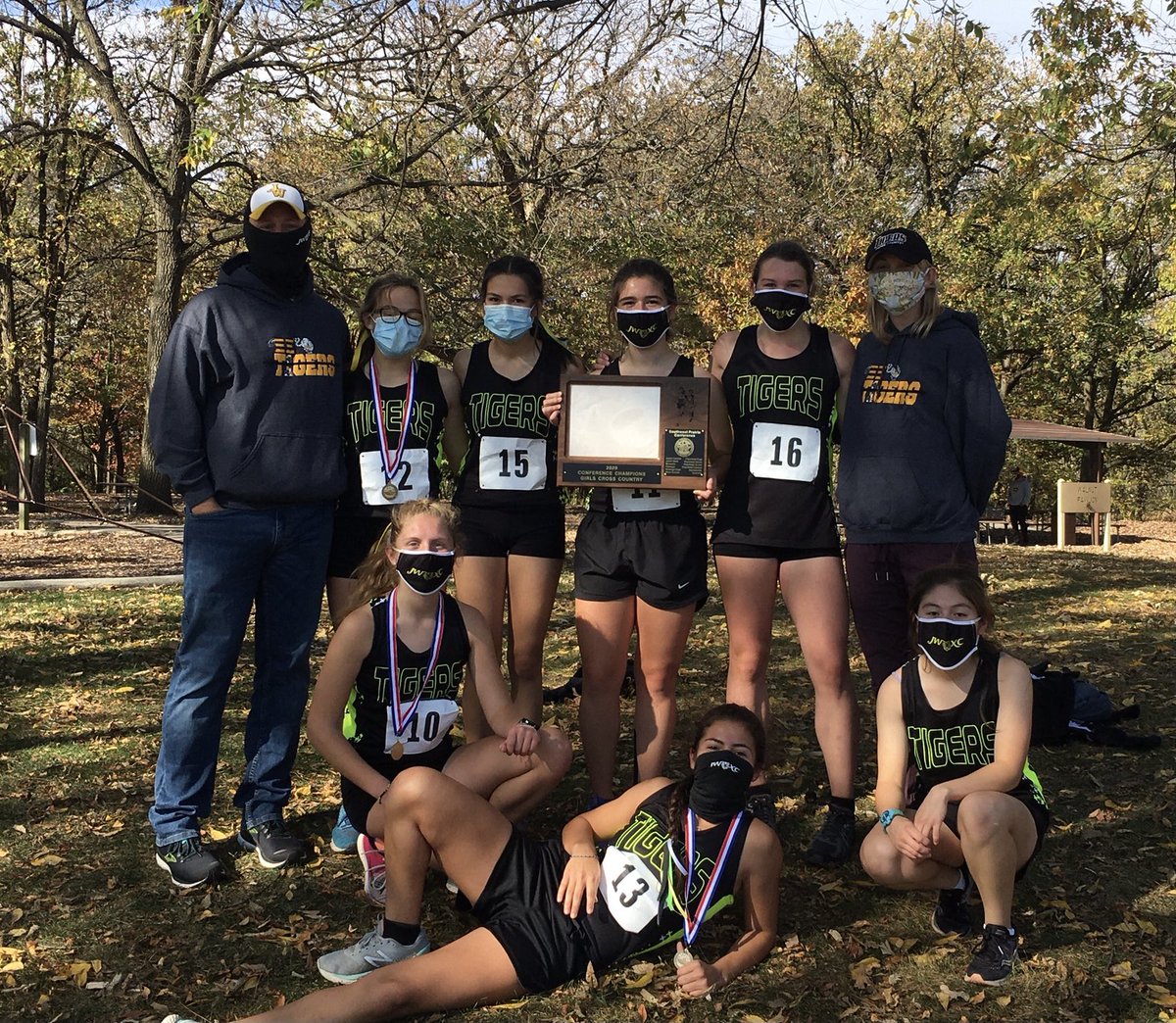 JolietWestAD's tweet photo. Girls Cross Country wins the SPC East Division Championship #TigerPride https://t.co/oQUeSZaDS8