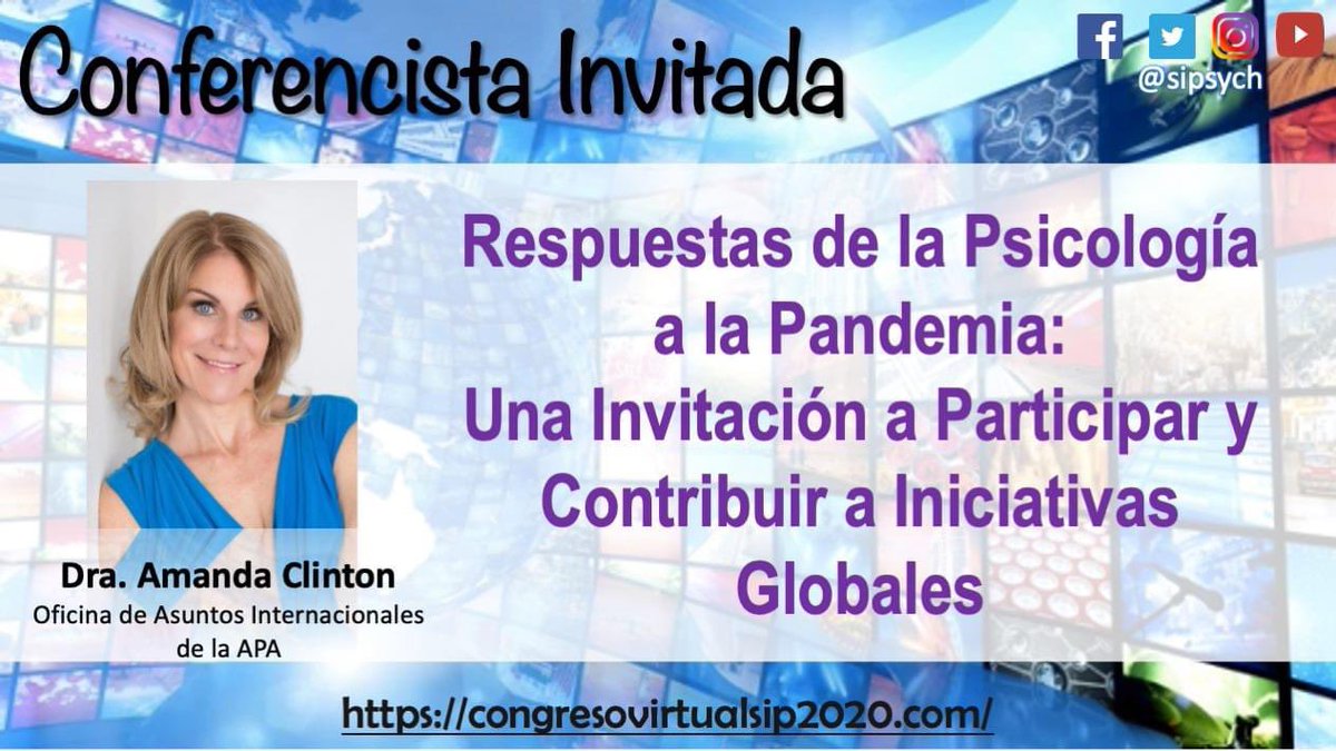 sipsych's tweet photo. Conferencistas magistrales que presentarán durante el Congreso Virtual de la SIP
Inscripción abierta hasta el lunes 19 de octubre de 2020
https://t.co/fsTw35oSf5
#SIPvirtual2020 https://t.co/i7gFtQL4gU