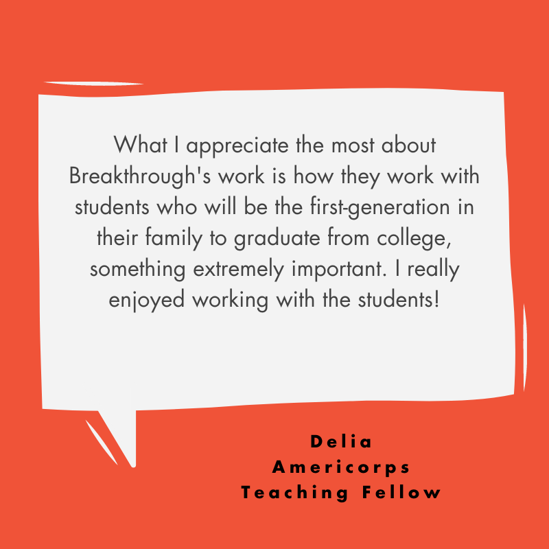 BreakthroughCTX's tweet photo. We're so grateful for all the @AmeriCorpsCTX Teaching Fellows that joined us for our first virtual summer program. We really appreciate you, Delia!
#FlashBackFriday #VirtualSummerProgram https://t.co/kyuHurfeg4