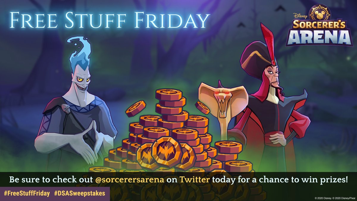 SorcerersArena's tweet image. 15 lucky summoners who RT this tweet with their DSA PlayerID and the hashtags #DSASweepstakes and #FreeStuffFriday between now and 5pm PT will win Spooky Coins! 
No Purchase Necessary. Restrictions apply, see Official Rules: bit.ly/2QQXDR8