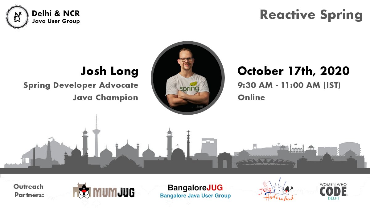 WWCode_Delhi's tweet image. We are glad to partner with @DelhiJUG to host another exciting event for you - #ReactiveSpring by super amazing @starbuxman.
Register NOW. The event will be streamed tomorrow morning (Oct 17th, 9:30 am IST).
meetup.com/Women-Who-Code…
#Java #Spring #ReactiveSpring