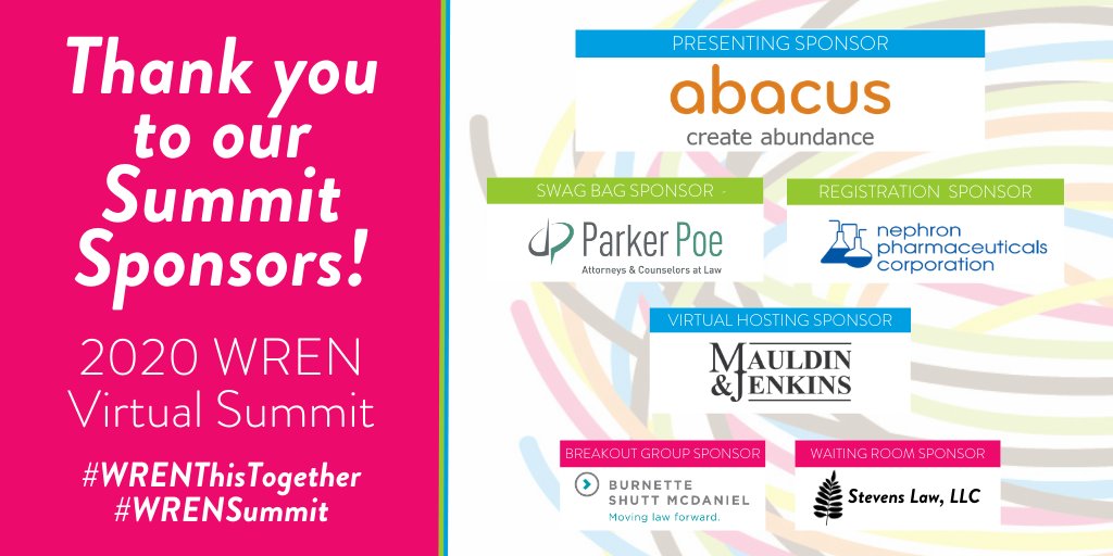WRENetwork's tweet photo. This week we wrapped up our 6 week #WRENThisTogether Summit. Thank you to all of the incredible speakers and participants who shared their insight and time with us.
We want to give a big thank you to our sponsors, we could not have done any of this without you!
#WRENSummit https://t.co/dBOUDzsXF3