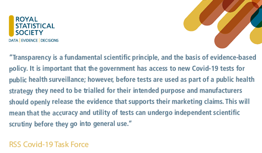 RoyalStatSoc's tweet photo. Our Covid-19 Task Force comments on the importance of scientific scrutiny of Covid-19 tests https://t.co/MLIoXuZpKt