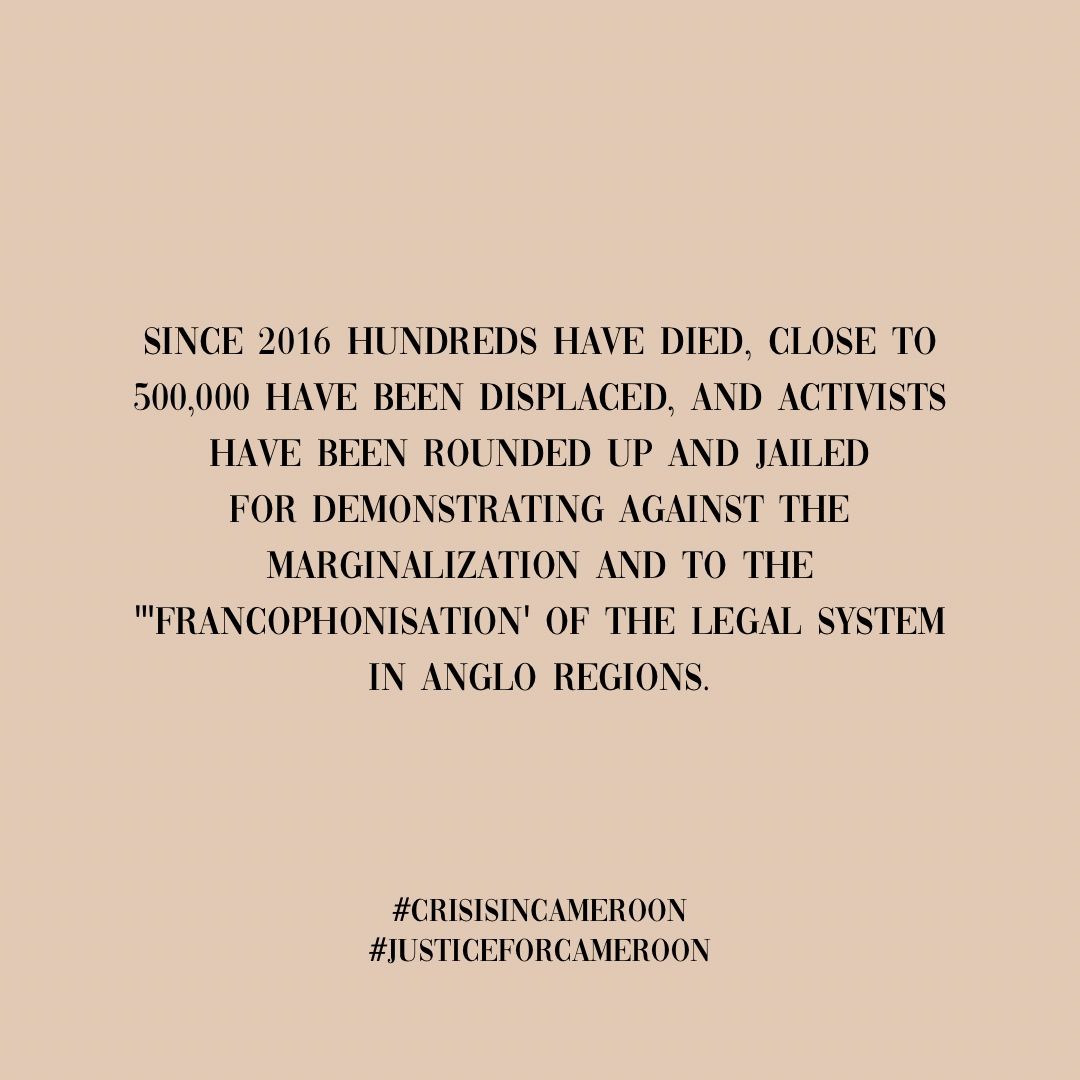baeayuk_'s tweet photo. Cameroon has been in the midst of a humanitarian crisis for nearly 4+ years. It’s time to get proper #justiceforcameroon and end the #AnglophoneCrisis https://t.co/0GbtUxG2oN