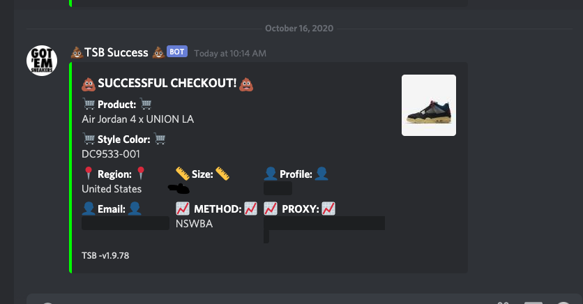 Life_living_it's tweet photo. Union 4s hit 10_16 (tough drop)

The "Get It Done" bot 🤖 -> 
@The_Shit_Bot
 
Proxy ✨:
@OculusProxies
 
@wrathproxies
 
@jeru035
 
@SpaceSuccess_
 
@SpaceProxies_
 
@LeafSuccess
 
@Leafproxies

Accounts that hit today 🧾: 

@PookyyStore https://t.co/VNWMD2icZg