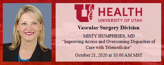 UofUVascular's tweet photo. We are thrilled that Dr. Misty Humphries will be presenting at our upcoming conference. She'll be discussing Improving Access &amp; Overcoming Disparities of Care with Telemedicine. PM us if you would like to join us via zoom!
@mhumphriesmd @BenjaminSBrooke @Brig13Smith1
@UofUSurgery https://t.co/8oI3YVB1qY