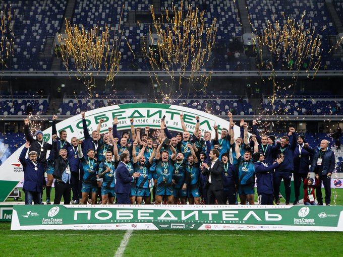 russiarugby's tweet photo. Fourteen points from the boot of Ramil Gaisin seal the victory for @Enisei_STM, who win the 2020 Liga Stavok Russian Rugby Cup! 🇷🇺🏉🏆 https://t.co/ARfmAwhOIg