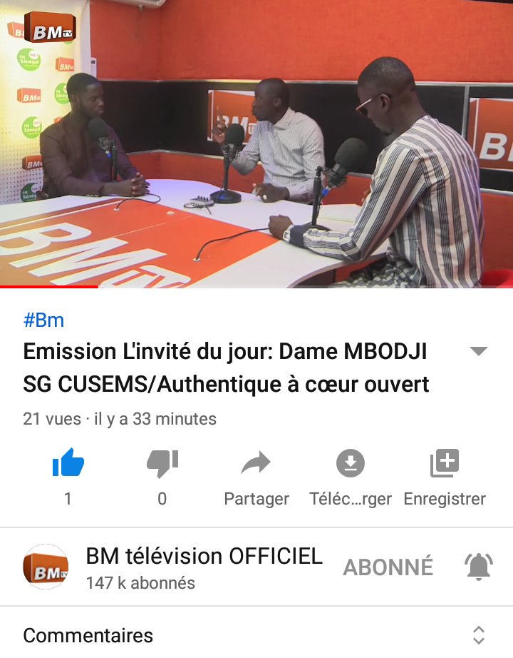 AhmedSySya1's tweet photo. Mon collègue Basile MANÉ et moi, avons reçu Dame MBODJI dans l'émission L'INVITÉ DU JOUR du jeudi 15 octobre 2020. Secrétaire Général du CUSEMS/Authentique et Coordonnateur du G20.''

VIDÉO INTÉGRALE SUR CE LIEN :
https://t.co/uySlvDCvCP https://t.co/lYFRrMawdX