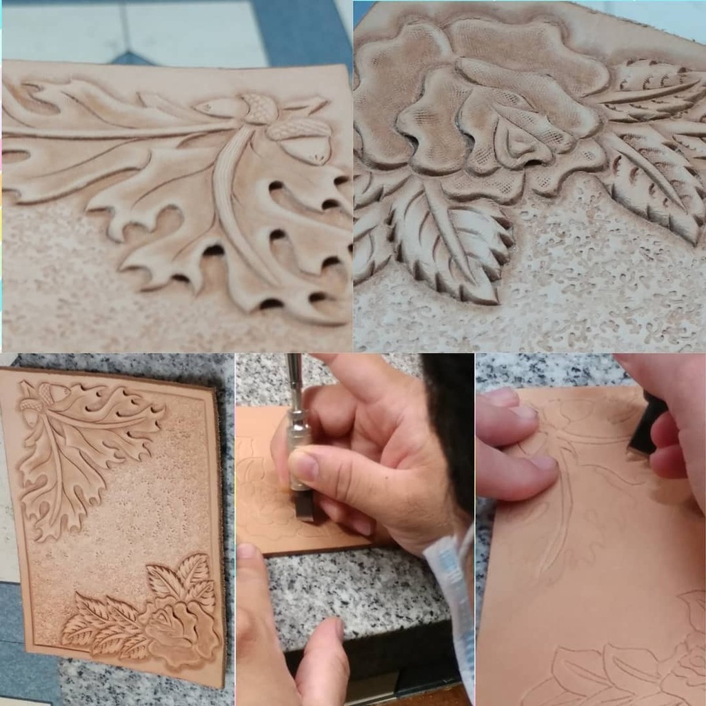 StandingBears's tweet photo. The beginning classes at @standingbears are learning to carve roses and oak leaves. #LetsTalkLeather #thinkoutsidethebigbox🤔📦 #LeathercraftSupplies #leatherworkshops #LeatherworkExperience #carvingroses🌹 #carvingoakleaves #LearnToDoLeatherwork #LeathercraftInstruction #Leat… https://t.co/WzLDb7qzub