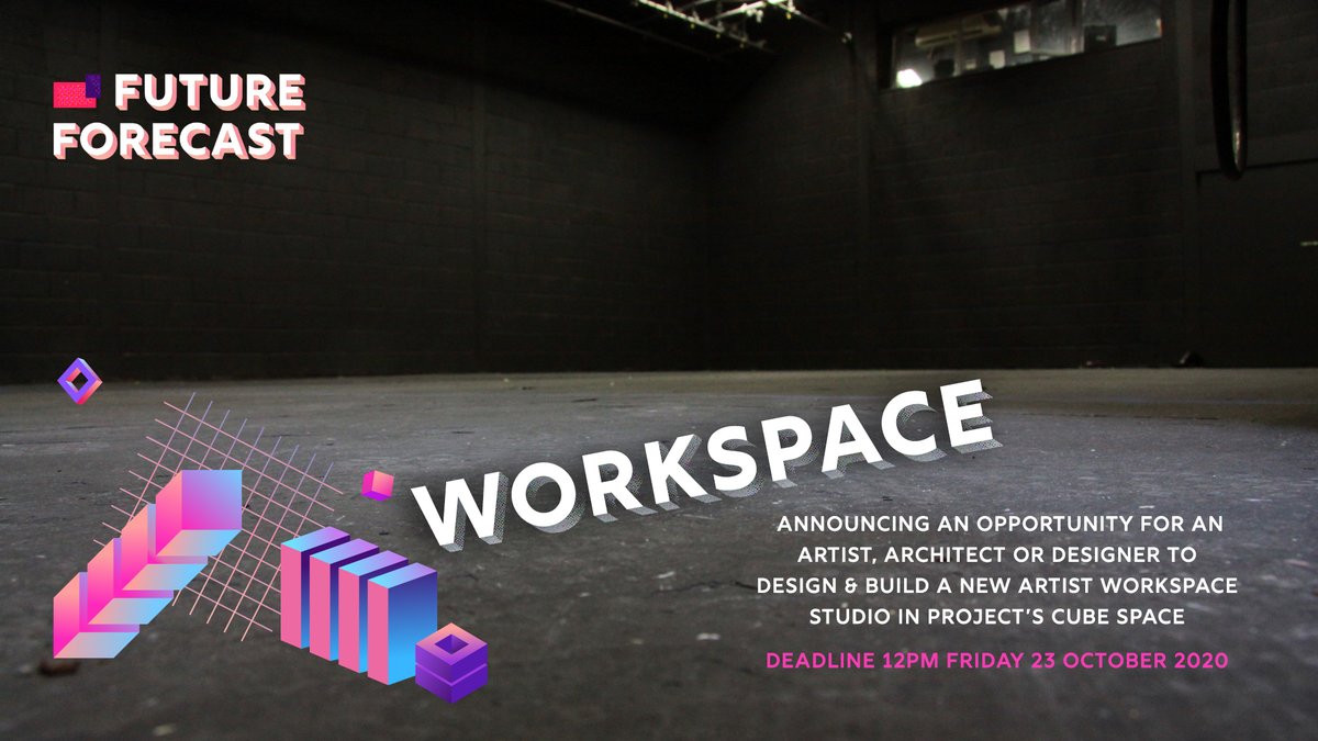 Only one week left to apply for Future Forecast: WORKSPACE - a new opportunity for an artist, architect or designer to design &amp; build a new artist workspace studio within Project's Cube space ⬛️✨

€7500 budget | Closing 12pm Fri 23 Oct

More Info 📰👉 bit.ly/FFWorkspace