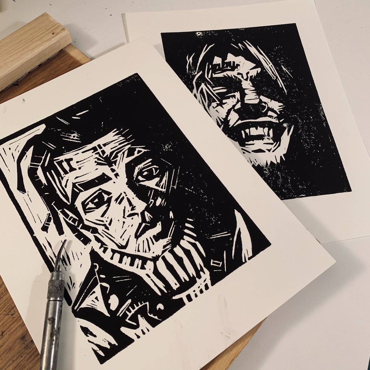 XXXTentacion and Lil Peep carved linoblock prints #xxxtentacion #lilpeep