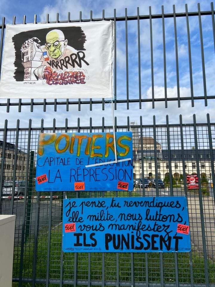 #ErasmusDays2020 ou #SoutienAux4deMelle ?
avec le rectorat de #Poitiers, un séminaire physique 'Graines de répression' : déjà 26h de conseil de discipline pour 4 professeur-es trop en avance sur leur temps : dénoncer la faillite du #Bac2019 #Bac2020 #Bac2021 Blanquer et les #E3C