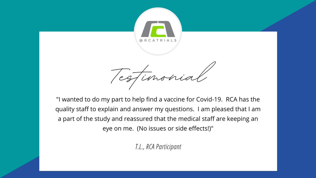RCATrials's tweet photo. We always appreciate when our patients take the time to share their experience with us. Our patients opinion is valued greatly and it helps us maintain excellent standard of service. ✅

#RCATrials #StrongerTogether #COVIDVaccine #ClinicalTrials #WeStandWithScience https://t.co/0OIMmRUHz3