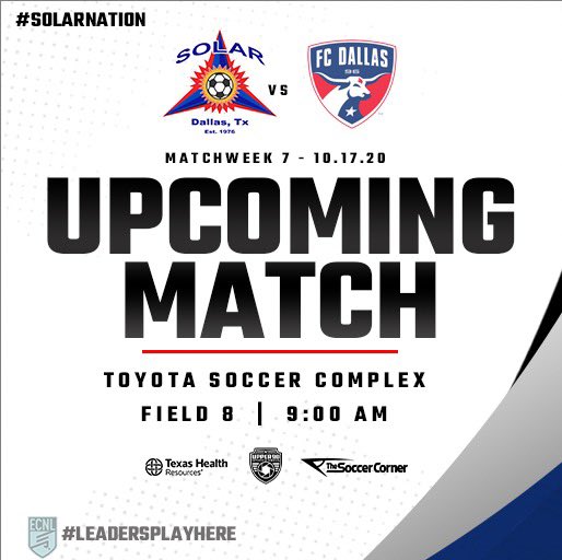 SolarECNL06's tweet photo. ⚽️⚽️ UPCOMING MATCHES ⚽️⚽️

📽: Doubleheader Weekend

⚽️: Saturday vs. @FCDwomen 
📍: Toyota Soccer Complex #8️⃣    

⚽️: Sunday vs. @StingSoccerClub 
📍: Sting Complex #1️⃣

#SolarNation💙  #ourjourney 🏆 https://t.co/WLGdFAe2k1