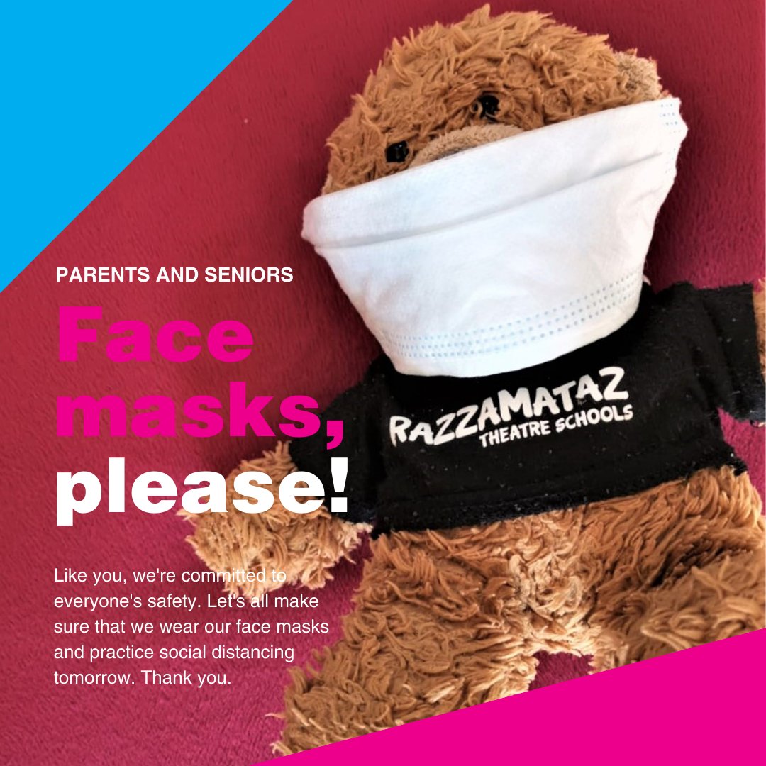 We’re so looking forward to seeing every one again tomorrow!

Just a little reminder for all our seniors and parents.  😀👍

#StayingSafe  #DontForgetYourFacemask  #WeAreSocialDistancing #newburymums #newburybusiness #newburykids #morethanjustatheatreschool