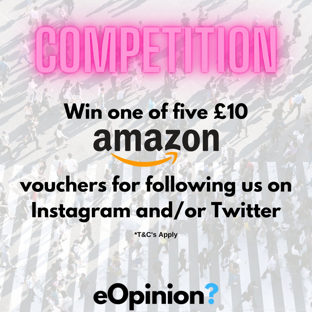 eopinion_org's tweet image. #WIN one of five £10 Amazon Vouchers

To enter, simply;
1. Follow @eopinion_org
2. Like this tweet
3. RT this tweet

Comp ends at 23:59 on 18 Oct 2020 - good luck! Winners will be announced and DMed on Monday.

#giveaway #competition #comp #contest #giveawayalert #FreebieFriday