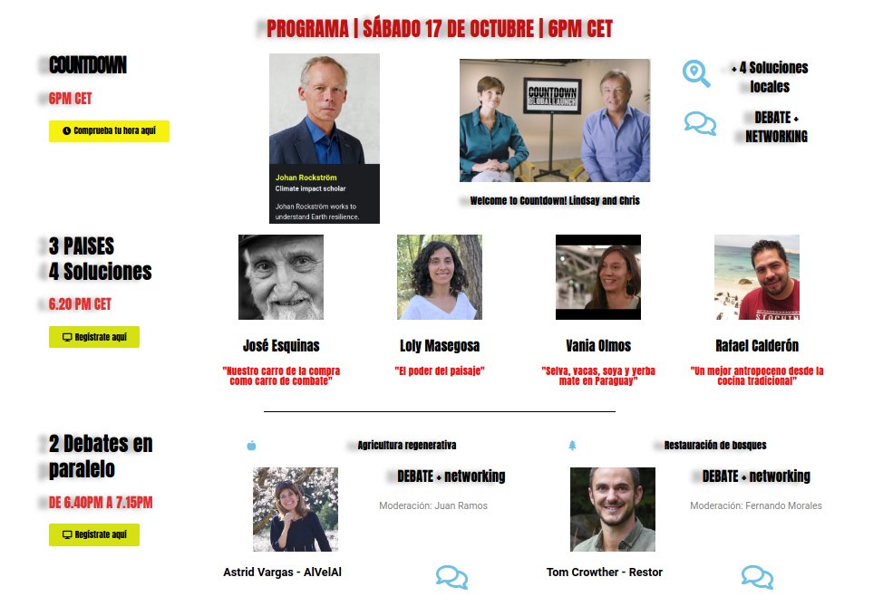 ¡Ahora sí que comenzamos nuestra #Countdown en #TEDxLaRábida! ⏰ 24horas para este cartel excepcional de soluciones para el #CambioClimatico basadas en la #naturaleza, el suelo y la #Alimentacion  
#JoinTheCountdown 
Más info y registro ➡️ regenerahub.com 
Aforo limitado!