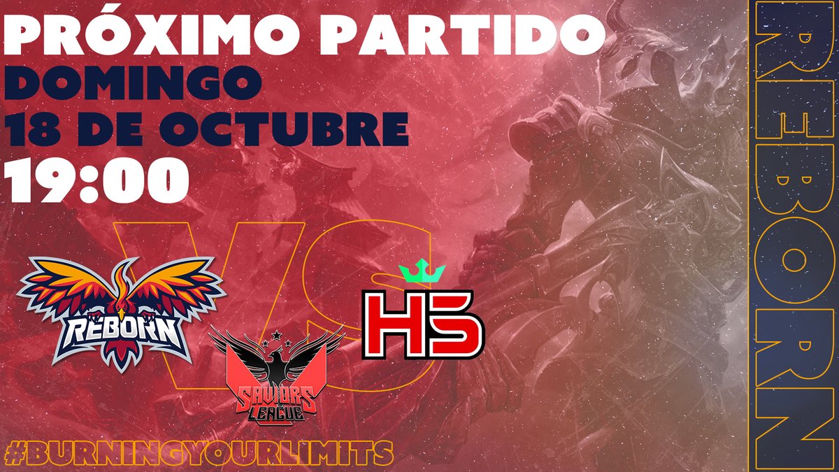 Reborn_Esp's tweet photo. ¿Quien dijo donde hubo fuego cenizas quedan?

Nuestros Ashes se enfrentan a @5_hangar en la jornada 4 de la @RankedPlayers Segunda B este domingo a las 19:00 https://t.co/m2XlkAZxvn