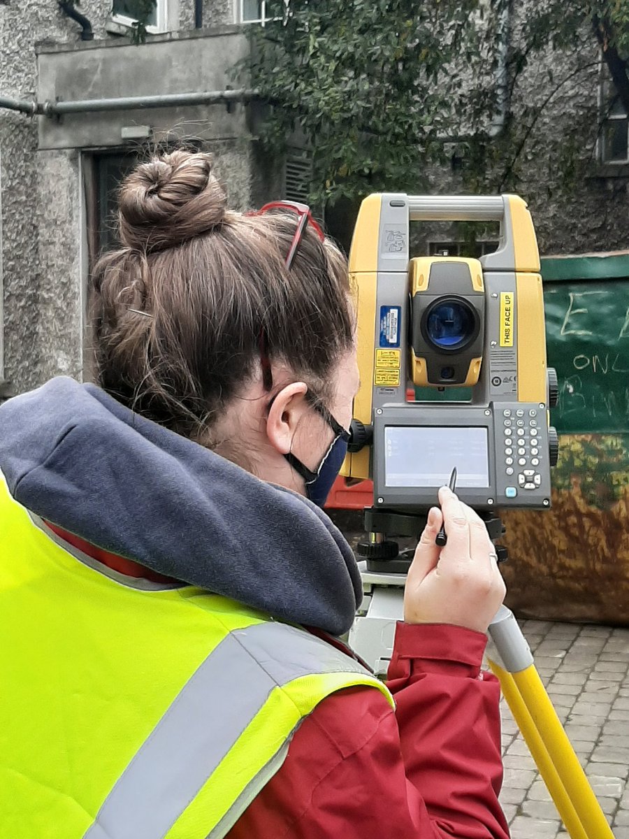 AudreySurveyor's tweet photo. Fortunately for us in #TUDublin #GeographicScience geospatial data capture can be done safely and remotely. Final year Geo students Surveying facades in Linen Hall today #drones #laserscanning @TU834GeoScience https://t.co/uLWSfx4kUy