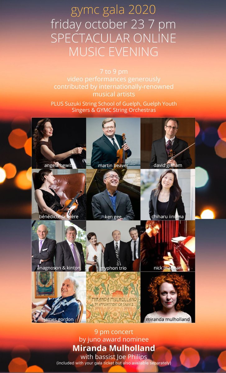 EXCLUSIVE VIDEO PERFORMANCES BY INTERNATIONALLY-RENOWNED ARTISTS in support of the GYMC.
Tickets $50 and include online show AND live concert video of Miranda Mulholland &amp; Joe Philips performing the Juno-nominated By Appointment or Chance. 
Tickets… squareup.com/store/gymc