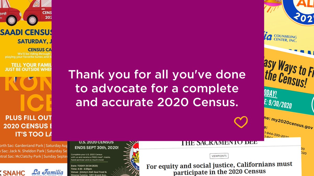 Thank you to our NorCal partners and friends for doing so much to help our communities get the resources + representation we deserve. #2020Census

@CACensus @CACompleteCount <a href="/sacregcf/">Sacramento Region Community Foundation</a>