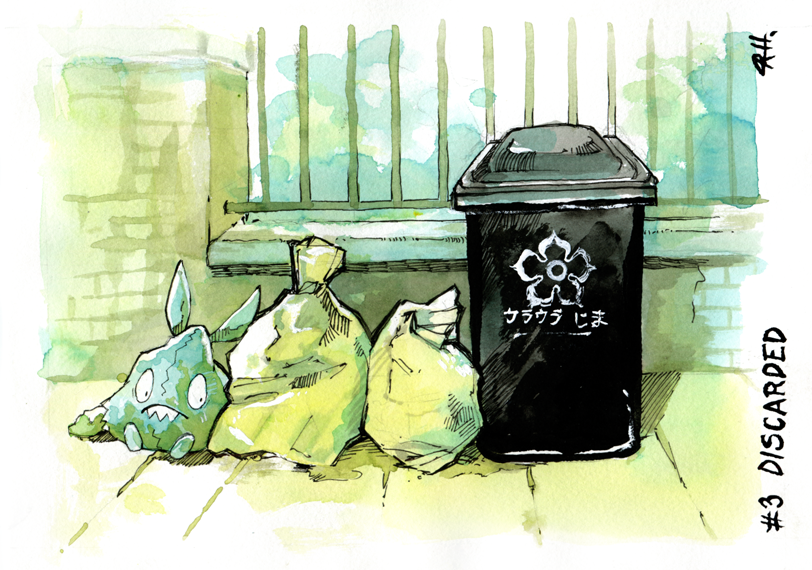 I have this friend who has been doing this amazing watercolor Pokemon-themed drawtober. She isn't comfortable with social media, but I think it's criminal that only five or so of us get to see her work. Shared with permission!1) Industrial2) Shortcut3) Discarded4) Kindness