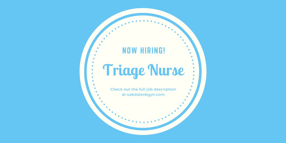 We are seeking a full-time RN or LPN to work in our triage department. The ideal candidate will have experience in ob & gyn and a passion for women’s health. Learn more about the position, our practice and how to apply at bit.ly/oakdale-openin…. #nursingjobs #twincitiesjobs